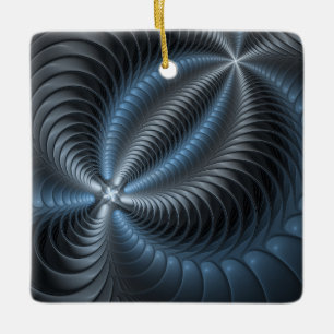 Plastic Blue Grey 3D Fractal Art Modern Abstract Ceramic Ornament