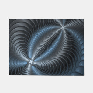 Plastic Blue Grey 3D Fractal Art Modern Abstract Doormat