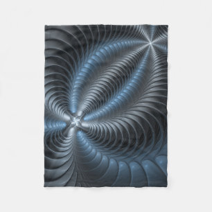 Plastic Blue Grey 3D Fractal Art Modern Abstract Fleece Blanket