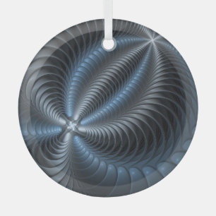 Plastic Blue Grey 3D Fractal Art Modern Abstract Glass Ornament