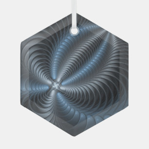 Plastic Blue Grey 3D Fractal Art Modern Abstract Glass Ornament