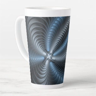 Plastic Blue Grey 3D Fractal Art Modern Abstract Latte Mug