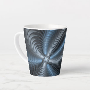 Plastic Blue Grey 3D Fractal Art Modern Abstract Latte Mug