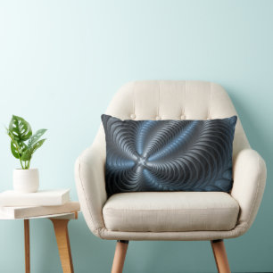 Plastic Blue Grey 3D Fractal Art Modern Abstract Lumbar Pillow