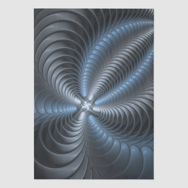 Plastic Blue Grey 3D Fractal Art Modern Abstract Tissue Paper (Front)