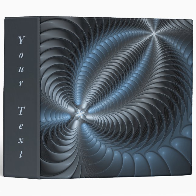 Plastic Blue Grey 3D Fractal Modern Abstract Text Binder (Front/Spine)