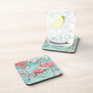 Plastic Coasters Flamingo Print