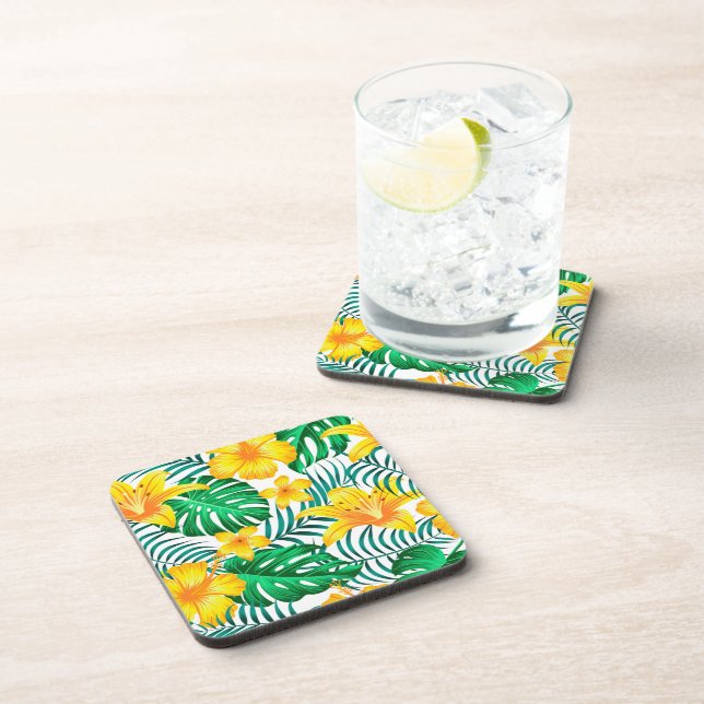 Plastic Coasters Tropical Palms Print (Right Side)