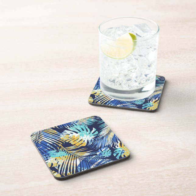 Plastic Coasters Tropical Palms Print (Right Side)