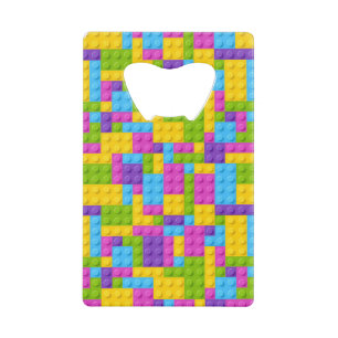 Plastic Construction Blocks Pattern Credit Card Bottle Opener