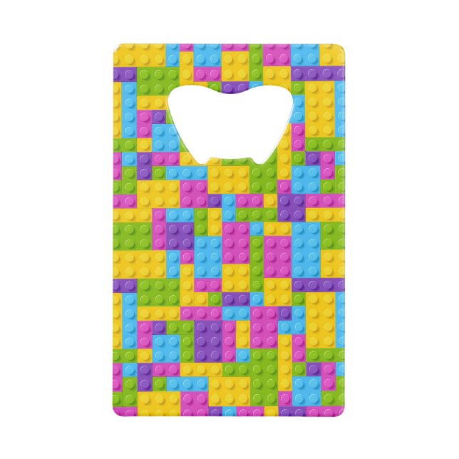 Plastic Construction Blocks Pattern Credit Card Bottle Opener (Front)