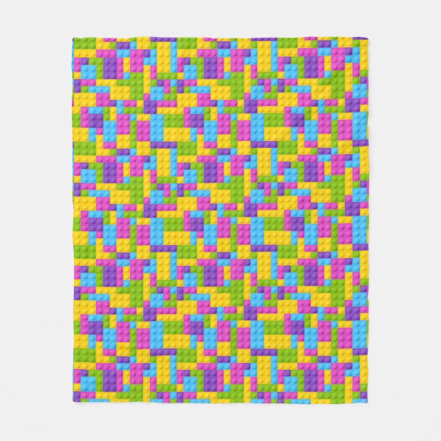 Plastic Construction Blocks Pattern Fleece Blanket (Front)