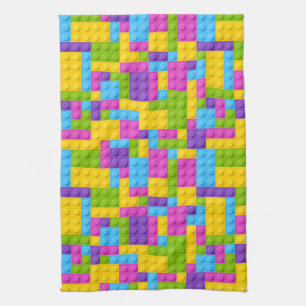 Plastic Construction Blocks Pattern Kitchen Towel