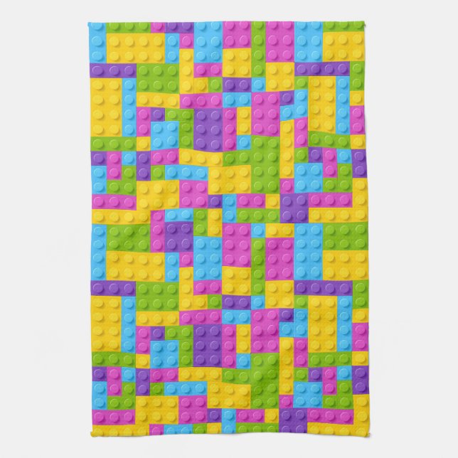 Plastic Construction Blocks Pattern Kitchen Towel (Vertical)