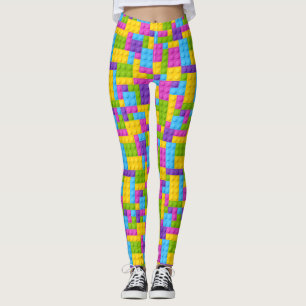 Plastic Construction Blocks Pattern Leggings