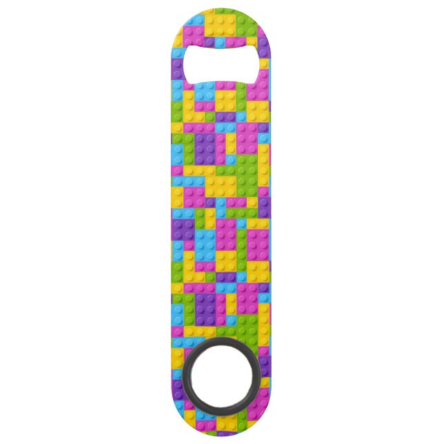 Plastic Construction Blocks Pattern Speed Bottle Opener (Front)
