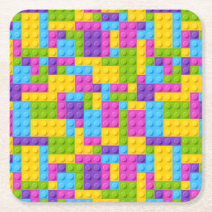 Plastic Construction Blocks Pattern Square Paper Coaster