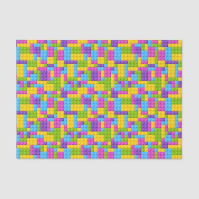 Plastic Construction Blocks Pattern Tissue Paper (Front)