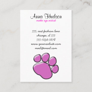 Plastic Dog Paw, Paw-print - Pink Black Business Card