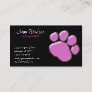 Plastic Dog Paw, Paw-print - Pink Black Business Card