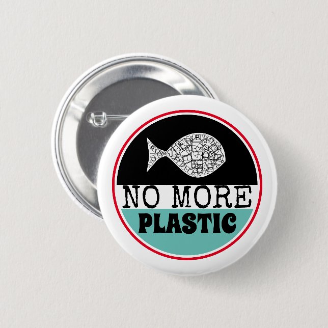 Plastic Fish, Climate Change 2 Inch Round Button (Front & Back)