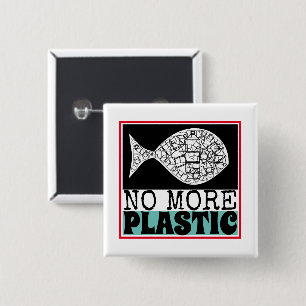 Plastic Fish, Climate Change 2 Inch Square Button