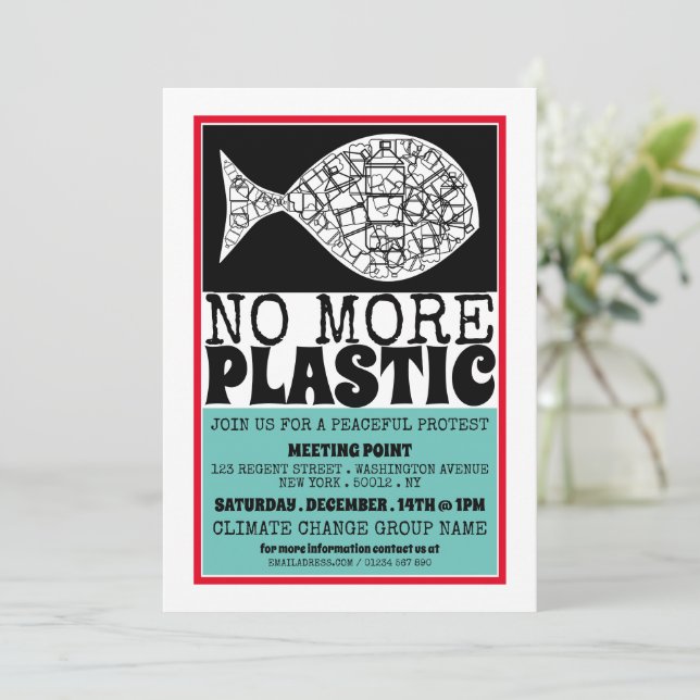 Plastic Fish, Climate Change Meeting Point Invitation (Standing Front)