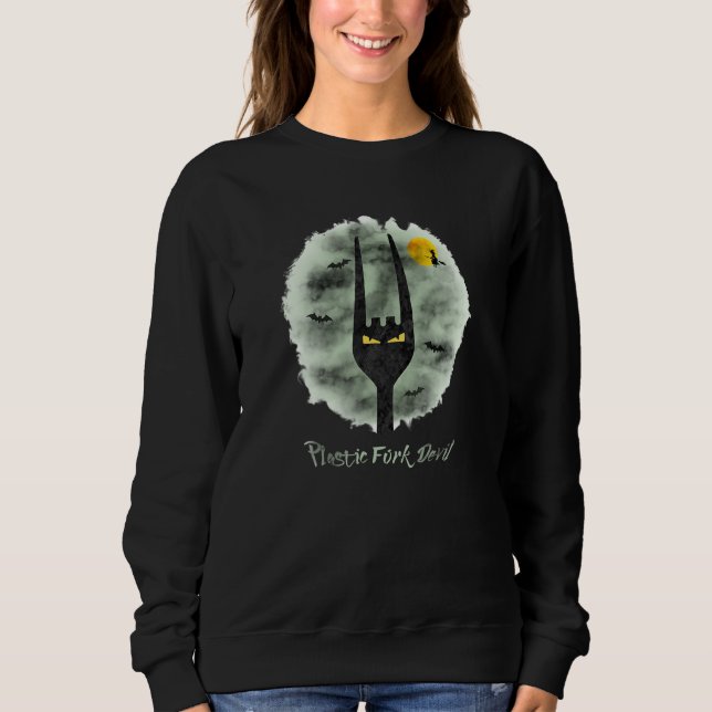 Plastic Fork Devil Flying Witch Broomstick Bats Mo Sweatshirt (Front)