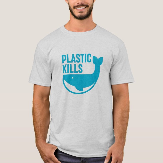 Plastic Kills Save The Blue Whales T-Shirt (Front)