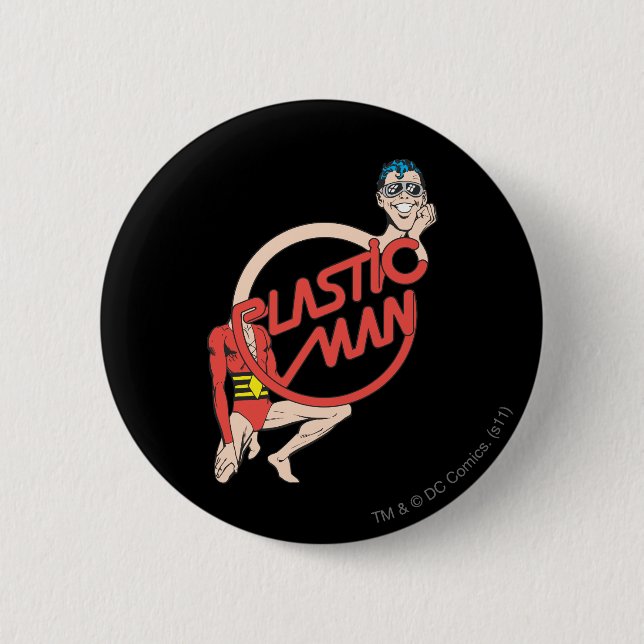 Plastic Man Rubberneck Sign 2 Inch Round Button (Front)