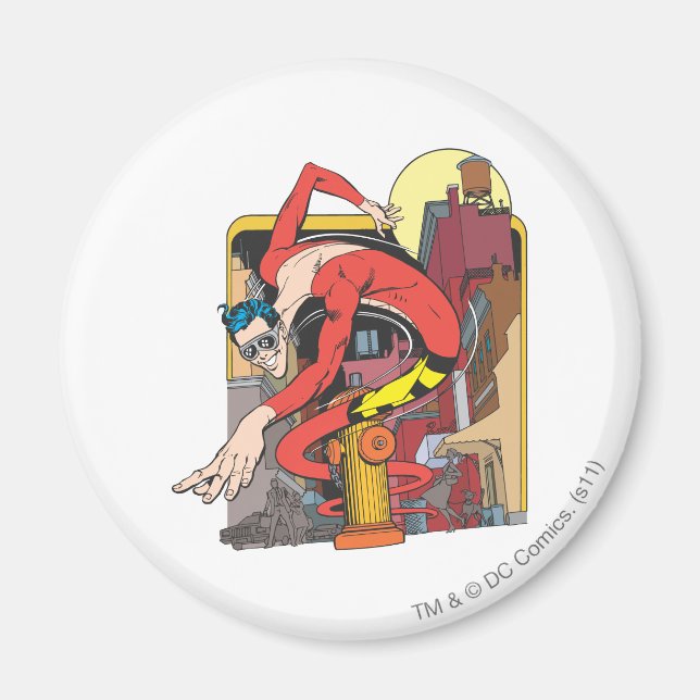 Plastic Man Shape-Shifts in the City Magnet (Front)