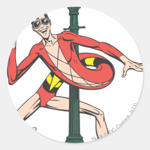 Plastic Man Wraps Streetlamp Classic Round Sticker