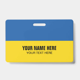 Plastic name badge with Ukraine flag