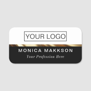 Plastic Name Tag Magnetic - Gold Classic