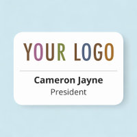 Plastic Name Tag Magnetic or Pin Custom Logo