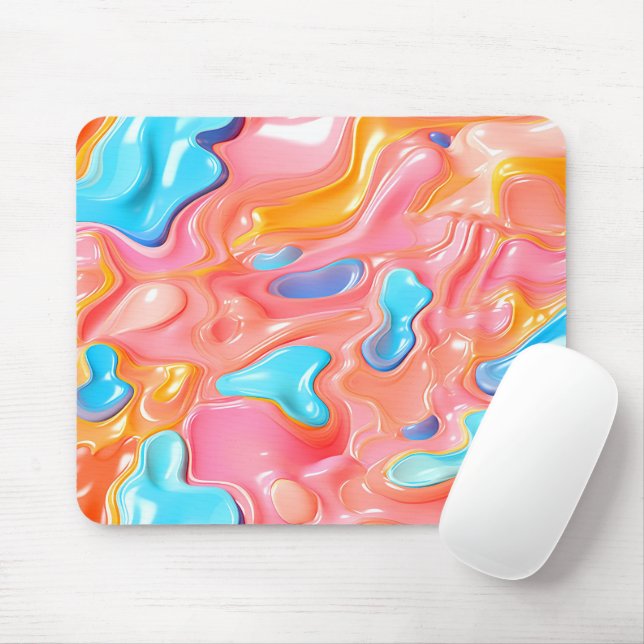 Plastic Psychedelic Fluid Shapes Mouse Pad (With Mouse)