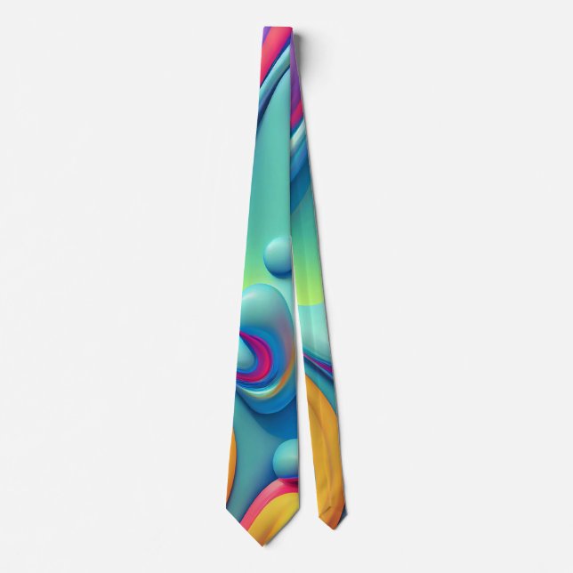 Plastic Psychedelic Rainbow Fluid Shapes Tie (Front)