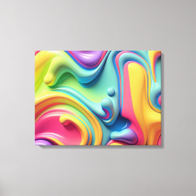 Plastic Rainbow Fluid Shapes Canvas Print (Front)