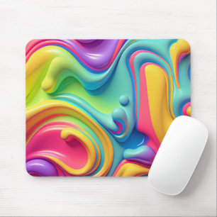 Plastic Rainbow Fluid Shapes Mouse Pad