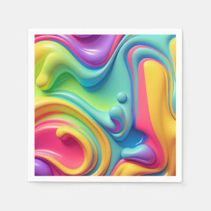 Plastic Rainbow Fluid Shapes Napkin