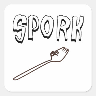 Plastic Spork With Eight Legged Creature Square Sticker
