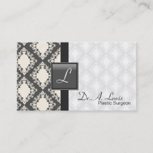 Plastic Surgeon Business Card - Grey White Damask