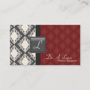 Plastic Surgeon Business Card - Grey White Damask