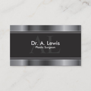 Plastic Surgeon Business Card - Silver Monogram