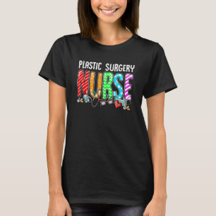 Plastic Surgery Nurse Plaid Red Love Heart Stethos T-Shirt