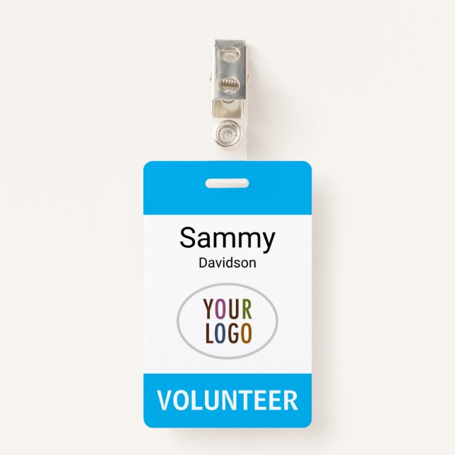 Plastic Volunteer Name Badge with Clip Custom Logo (Front with Clip)