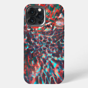 Plastic with destroyed image, wine to cyan stains iPhone 13 pro max case