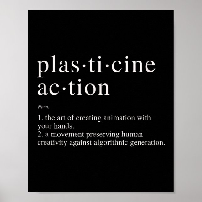 Plasticine Action Definition Minimalist Support Hu Poster (Front)