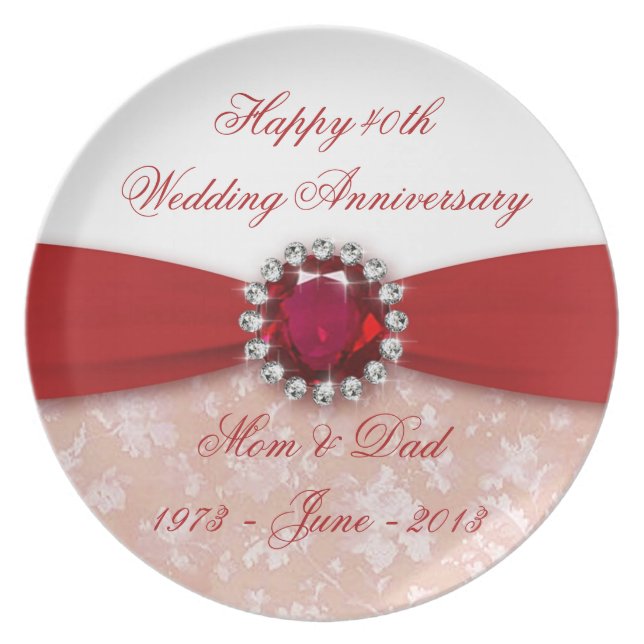 Plat d'anniversaire de mariage de damassé (Devant)