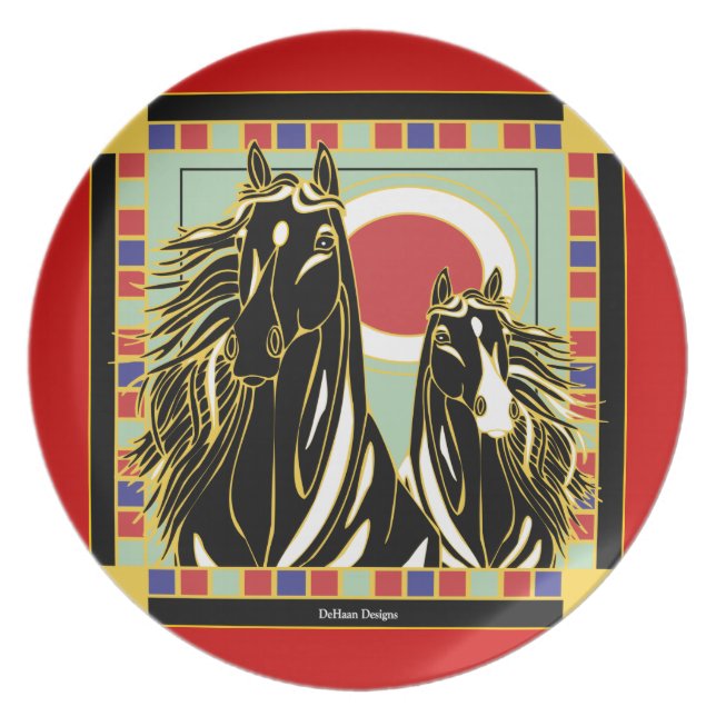 Plat de dîner noir de majesté d'étalon (Devant)